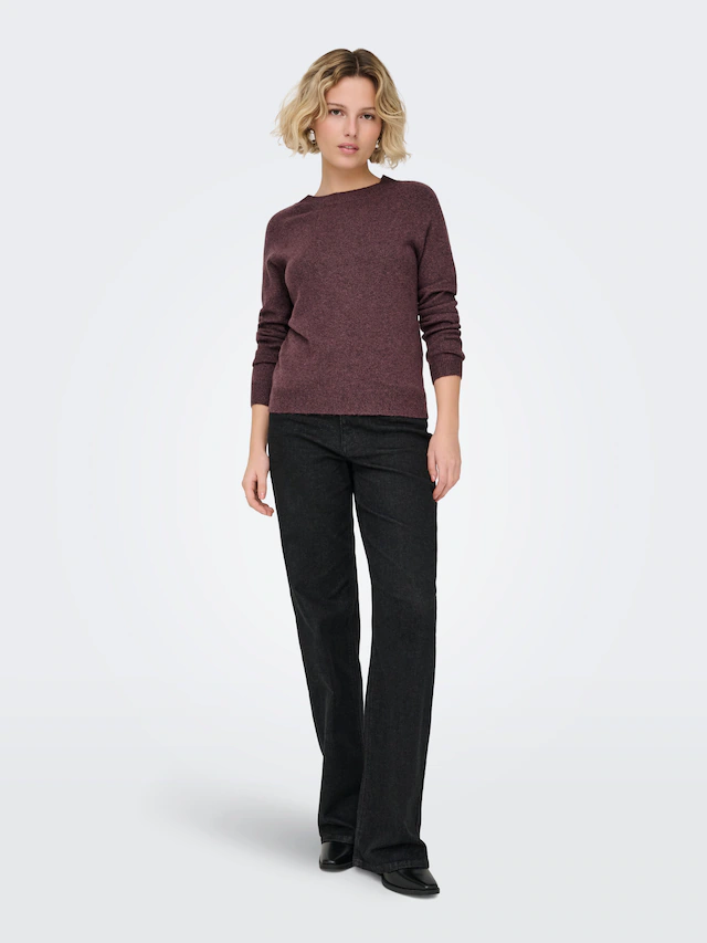 ONLY Rundhalspullover »ONLRICA LIFE L/S PULLOVER KNT NOOS« Materialmix, regular fit
