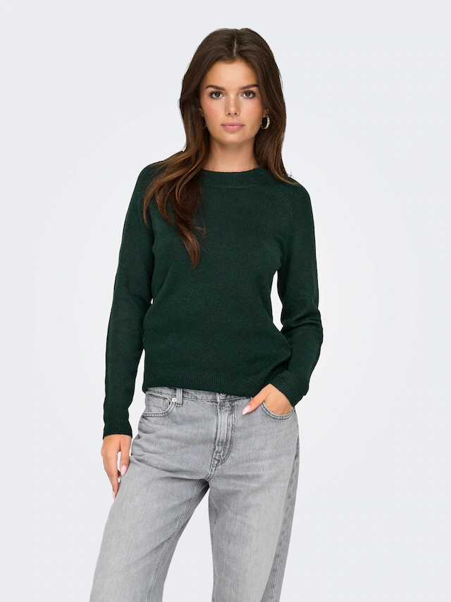 ONLY Rundhalspullover »ONLRICA LIFE L/S PULLOVER KNT NOOS« Materialmix, regular fit
