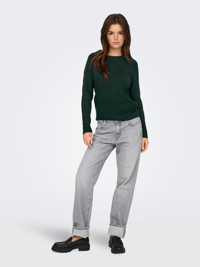 ONLY Rundhalspullover »ONLRICA LIFE L/S PULLOVER KNT NOOS« Materialmix, regular fit