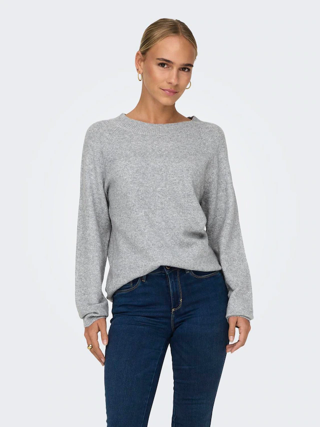 ONLY Rundhalspullover »ONLRICA LIFE L/S PULLOVER KNT NOOS« Materialmix, regular fit