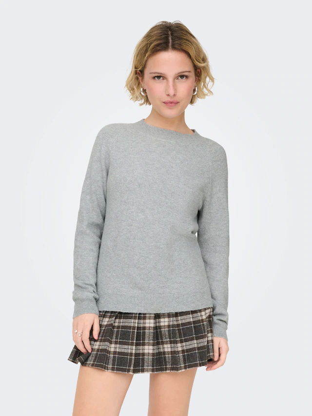 ONLY Rundhalspullover »ONLRICA LIFE L/S PULLOVER KNT NOOS« Materialmix, regular fit