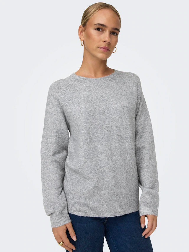 ONLY Rundhalspullover »ONLRICA LIFE L/S PULLOVER KNT NOOS« Materialmix, regular fit