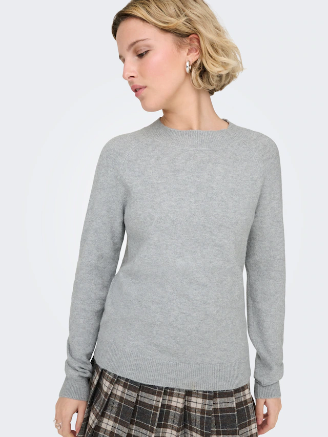 ONLY Rundhalspullover »ONLRICA LIFE L/S PULLOVER KNT NOOS« Materialmix, regular fit