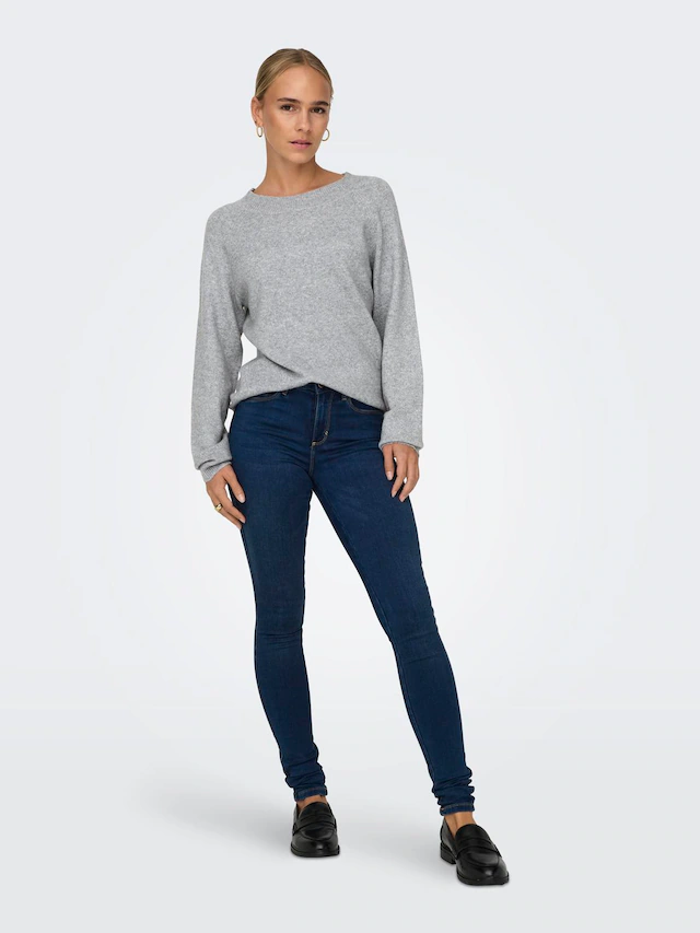ONLY Rundhalspullover »ONLRICA LIFE L/S PULLOVER KNT NOOS« Materialmix, regular fit