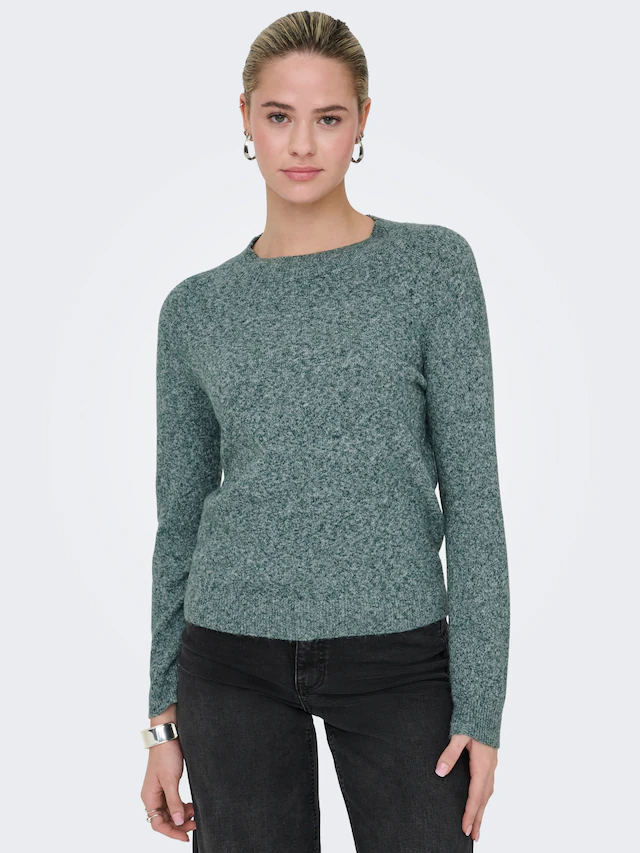 ONLY Rundhalspullover »ONLRICA LIFE L/S PULLOVER KNT NOOS« Materialmix, regular fit
