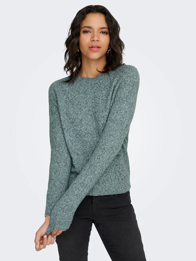 ONLY Rundhalspullover »ONLRICA LIFE L/S PULLOVER KNT NOOS« Materialmix, regular fit