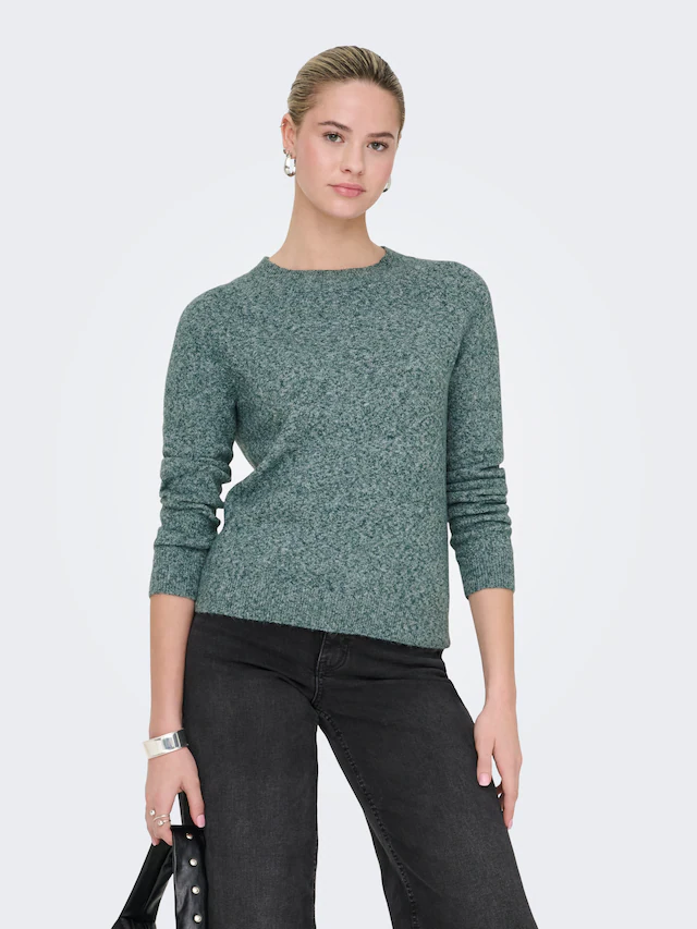 ONLY Rundhalspullover »ONLRICA LIFE L/S PULLOVER KNT NOOS« Materialmix, regular fit