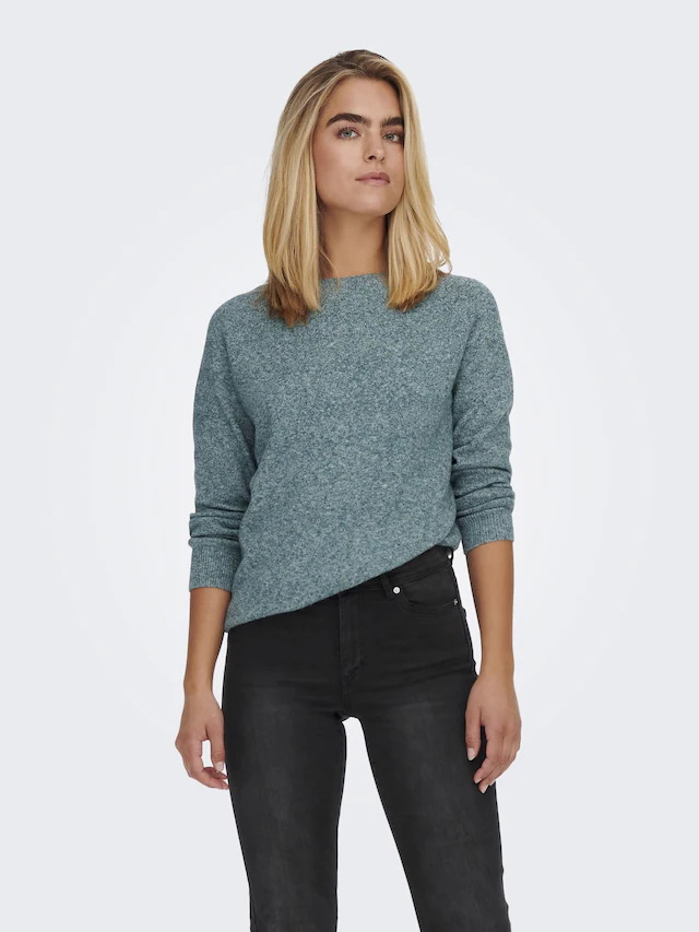 ONLY Rundhalspullover »ONLRICA LIFE L/S PULLOVER KNT NOOS« Materialmix, regular fit