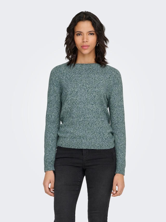 ONLY Rundhalspullover »ONLRICA LIFE L/S PULLOVER KNT NOOS« Materialmix, regular fit