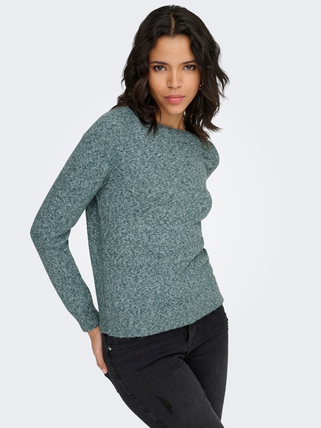 ONLY Rundhalspullover »ONLRICA LIFE L/S PULLOVER KNT NOOS« Materialmix, regular fit
