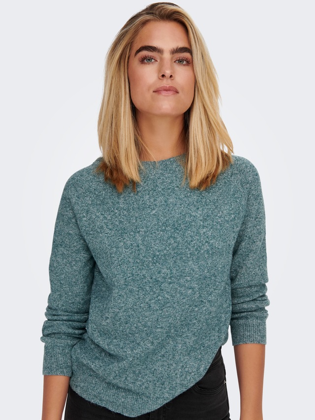 ONLY Rundhalspullover »ONLRICA LIFE L/S PULLOVER KNT NOOS« Materialmix, regular fit