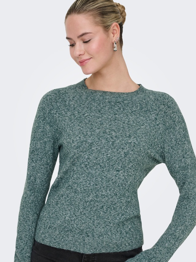 ONLY Rundhalspullover »ONLRICA LIFE L/S PULLOVER KNT NOOS« Materialmix, regular fit