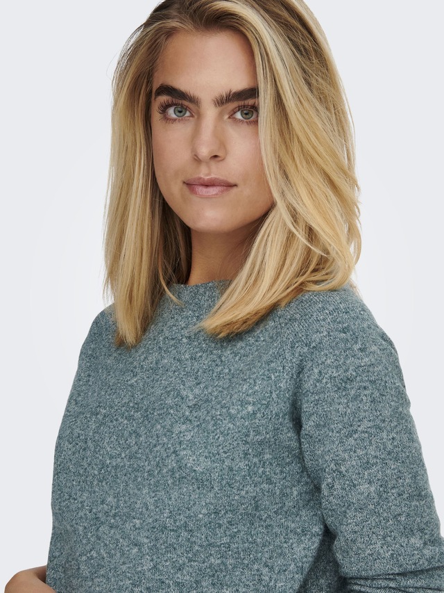 ONLY Rundhalspullover »ONLRICA LIFE L/S PULLOVER KNT NOOS« Materialmix, regular fit
