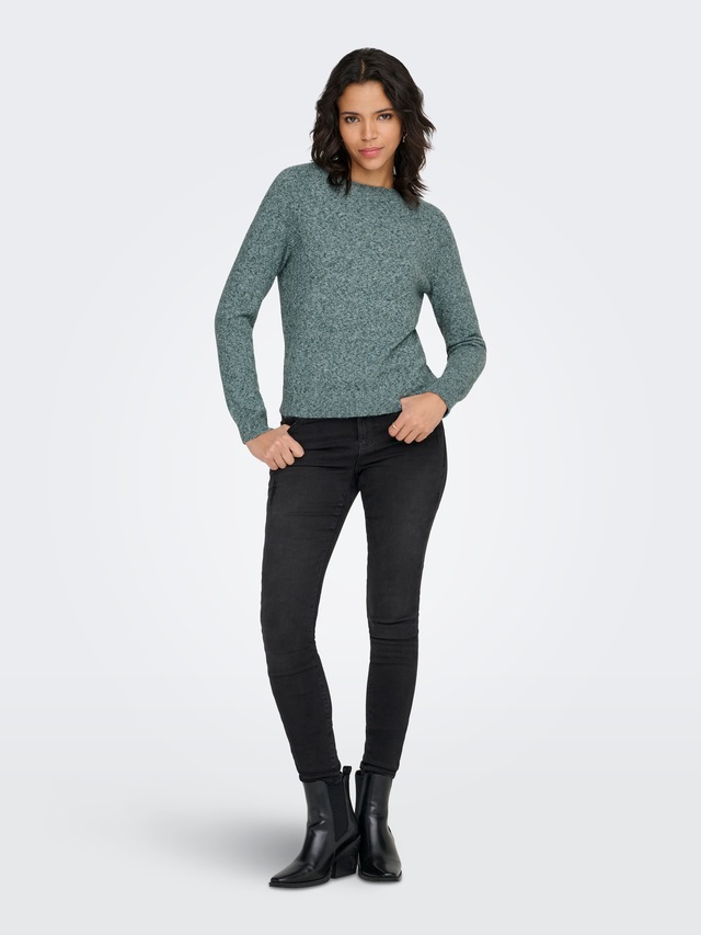 ONLY Rundhalspullover »ONLRICA LIFE L/S PULLOVER KNT NOOS« Materialmix, regular fit