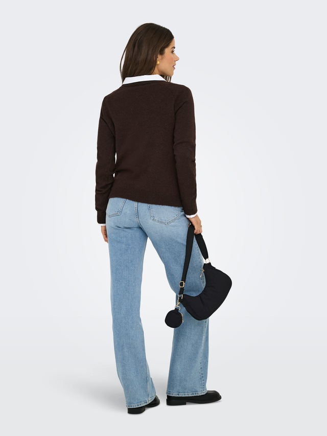 ONLY Rundhalspullover »ONLRICA LIFE L/S PULLOVER KNT NOOS« Materialmix, regular fit