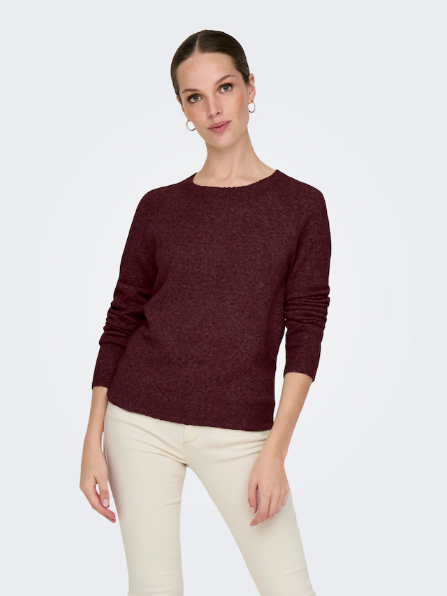 ONLY Rundhalspullover »ONLRICA LIFE L/S PULLOVER KNT NOOS« Materialmix, regular fit