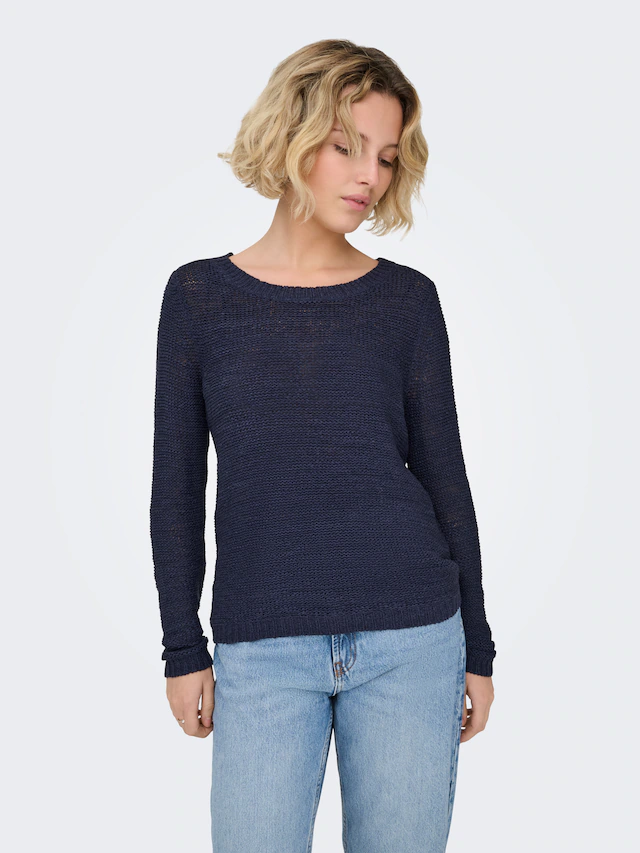 ONLY Strickpullover »ONLGEENA XO L/S PULLOVER KNT NOOS« Materialmix, regular fit