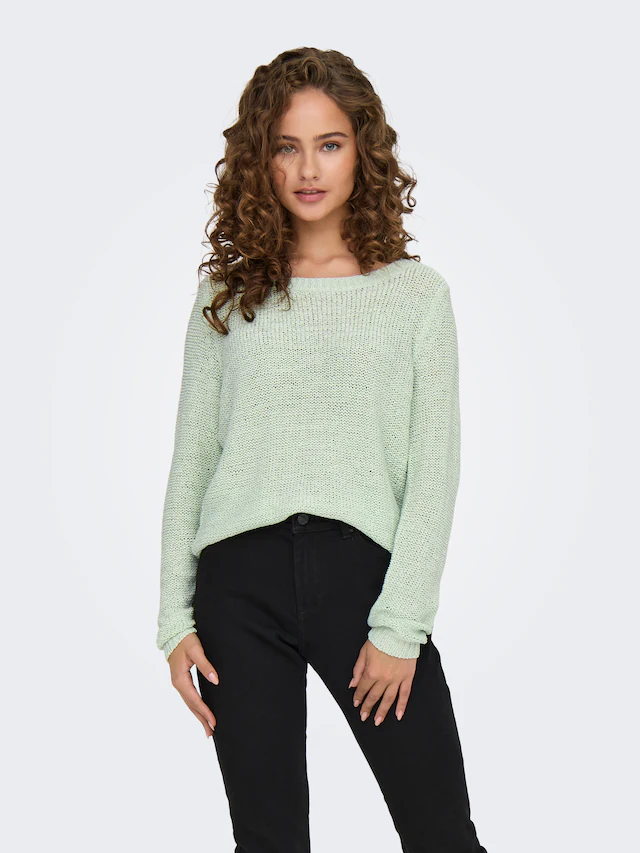 ONLY Strickpullover »ONLGEENA XO L/S PULLOVER KNT NOOS« Materialmix, regular fit