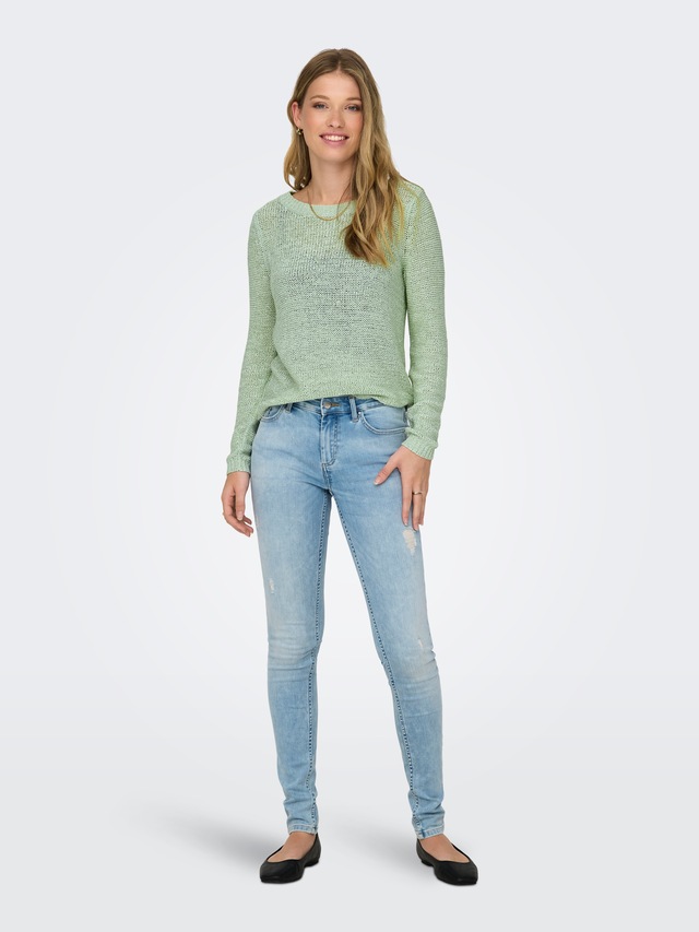 ONLY Strickpullover »ONLGEENA XO L/S PULLOVER KNT NOOS« Materialmix, regular fit