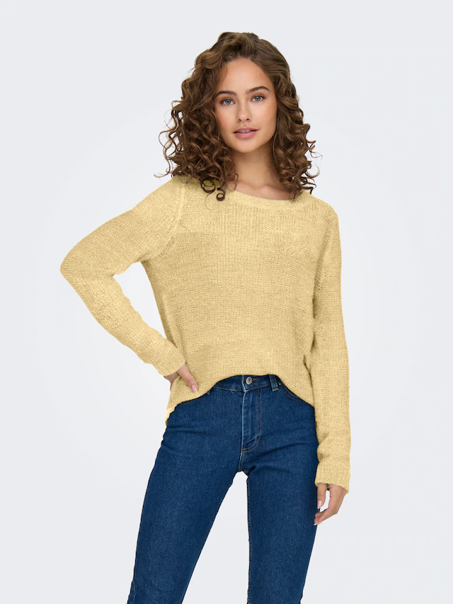 ONLY Strickpullover »ONLGEENA XO L/S PULLOVER KNT NOOS« Materialmix, regular fit