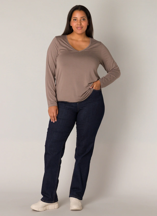 Base Level Curvy Langarmshirt »Alize« Weiche, leicht glänzende Qualität