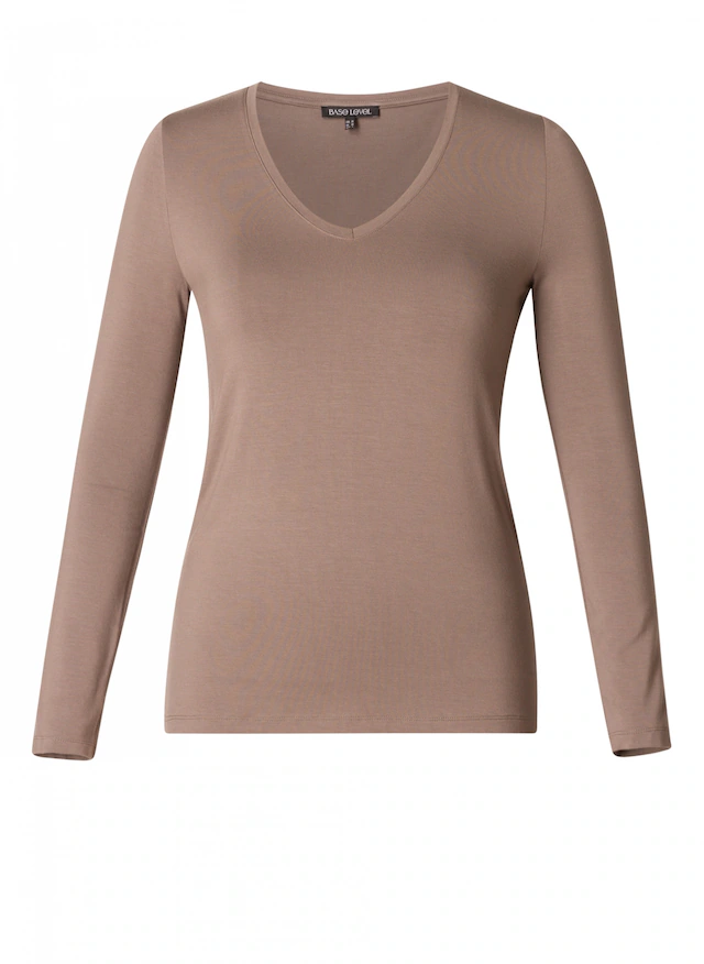 Base Level Curvy Langarmshirt »Alize« Weiche, leicht glänzende Qualität