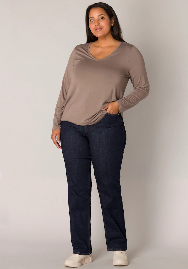 Base Level Curvy Langarmshirt »Alize« Weiche, leicht glänzende Qualität