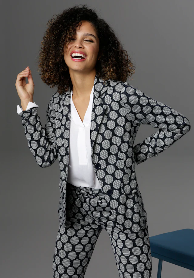 Aniston SELECTED Jerseyblazer mit gestreiften Punkten