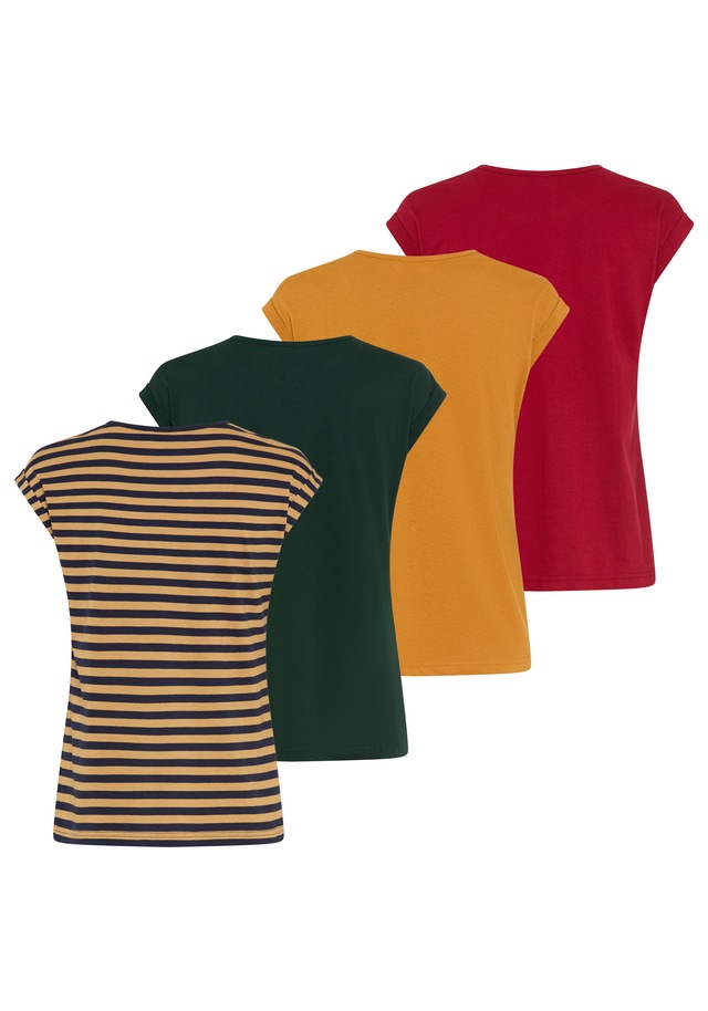 Boysen's T-Shirt »im Basic-Stil, weicher Baumwoll-Jersey, viele Farben und Größen« Packung, 4er-Pack, figurumspielende Passform, Rundhalsausschnitt