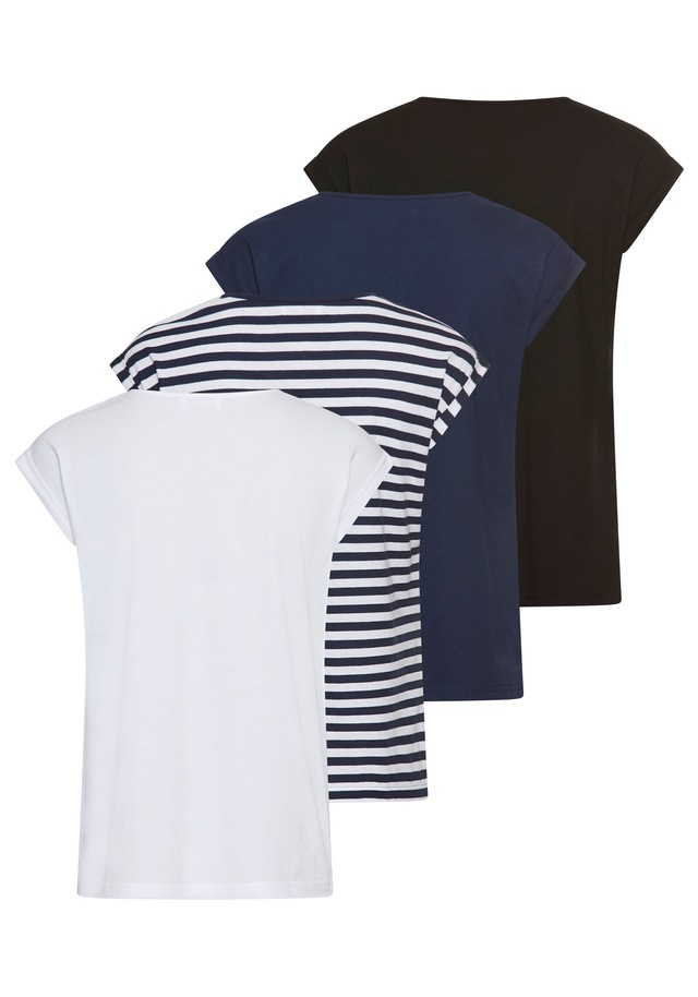 Boysen's T-Shirt »im Basic-Stil, weicher Baumwoll-Jersey, viele Farben und Größen« Packung, 4er-Pack, figurumspielende Passform, Rundhalsausschnitt