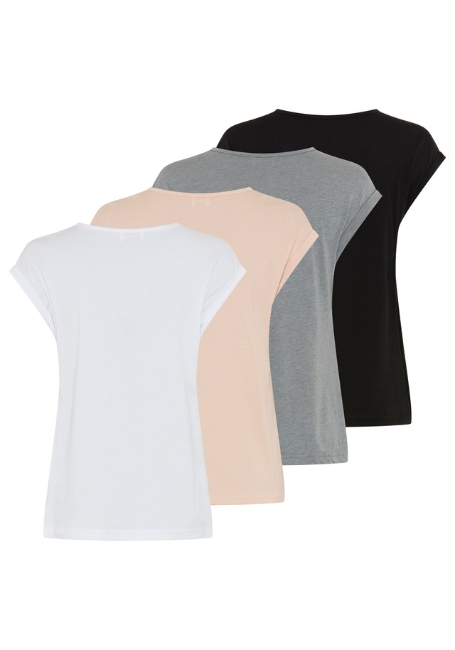 Boysen's T-Shirt »im Basic-Stil, weicher Baumwoll-Jersey, viele Farben und Größen« Packung, 4er-Pack, figurumspielende Passform, Rundhalsausschnitt
