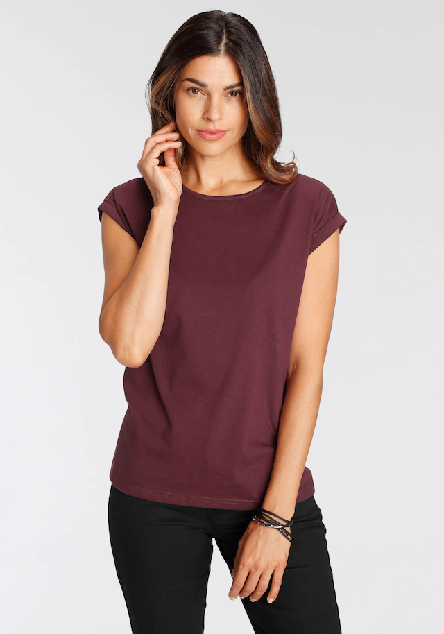 Boysen's T-Shirt »im Basic-Stil, weicher Baumwoll-Jersey, viele Farben und Größen« Packung, 4er-Pack, figurumspielende Passform, Rundhalsausschnitt