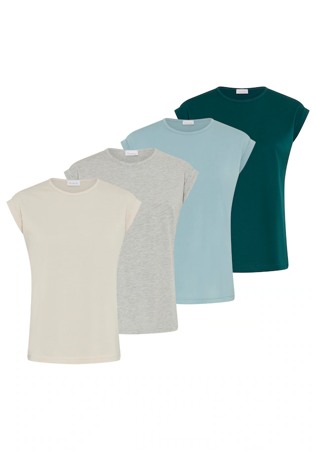Boysen's T-Shirt »im Basic-Stil, weicher Baumwoll-Jersey, viele Farben und Größen« Packung, 4er-Pack, figurumspielende Passform, Rundhalsausschnitt