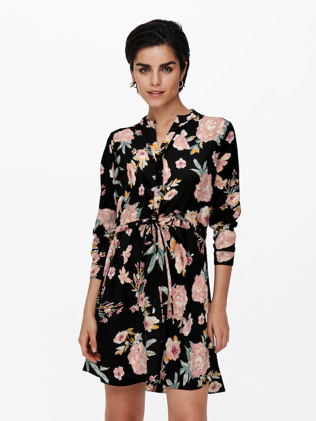 ONLY Druckkleid »ONLCORY LIFE L/S V-NECK TUNIC WVN NOOS« Sommerkleid mit Taillengürtel