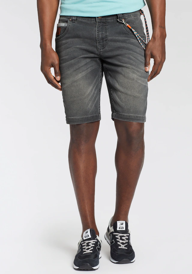 Bruno Banani Jeansshorts Set, mit Band, 2 tlg. bequemer Sitz, gerade Beinform, mit praktischen Taschen