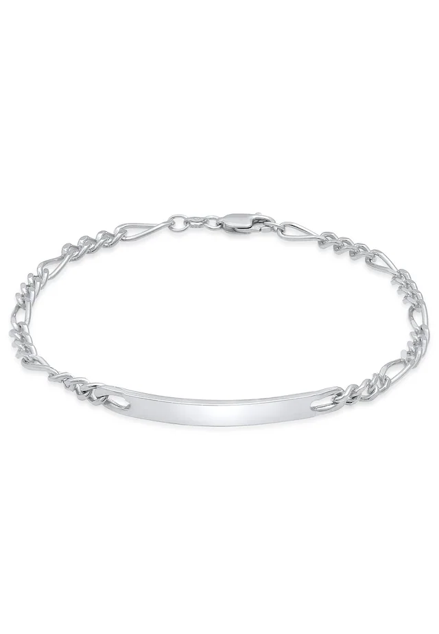 Kuzzoi Armkette »Armband Herren ID Platte Figaro Klassisch 925 Silber«