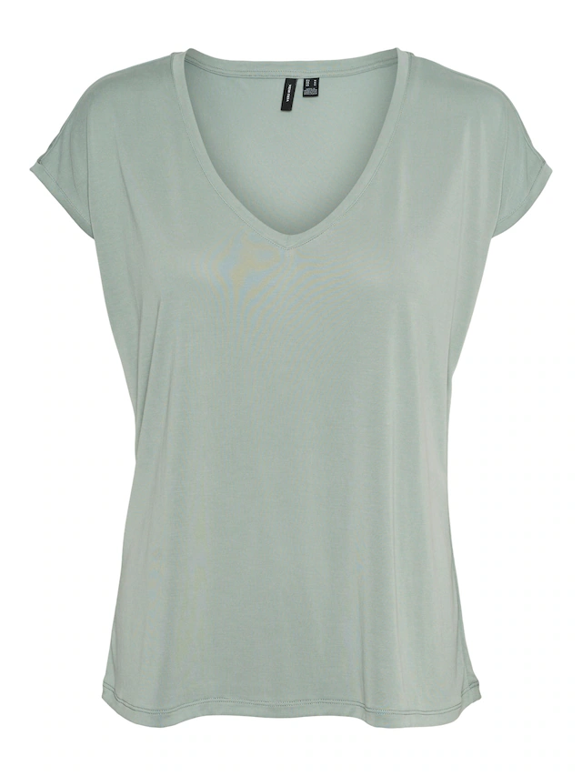 Vero Moda V-Shirt »VMFILLI SS V-NECK TEE GA NOOS« Materialmix, relaxed fit