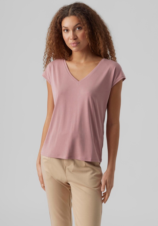 Vero Moda V-Shirt »VMFILLI SS V-NECK TEE GA NOOS« Materialmix, relaxed fit