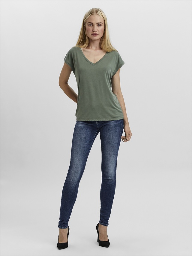 Vero Moda V-Shirt »VMFILLI SS V-NECK TEE GA NOOS« Materialmix, relaxed fit
