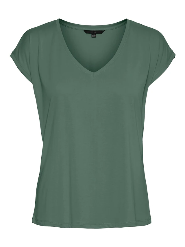 Vero Moda V-Shirt »VMFILLI SS V-NECK TEE GA NOOS« Materialmix, relaxed fit