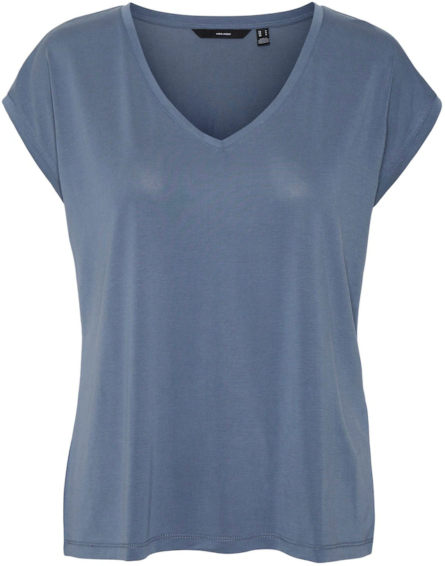 Vero Moda V-Shirt »VMFILLI SS V-NECK TEE GA NOOS« Materialmix, relaxed fit