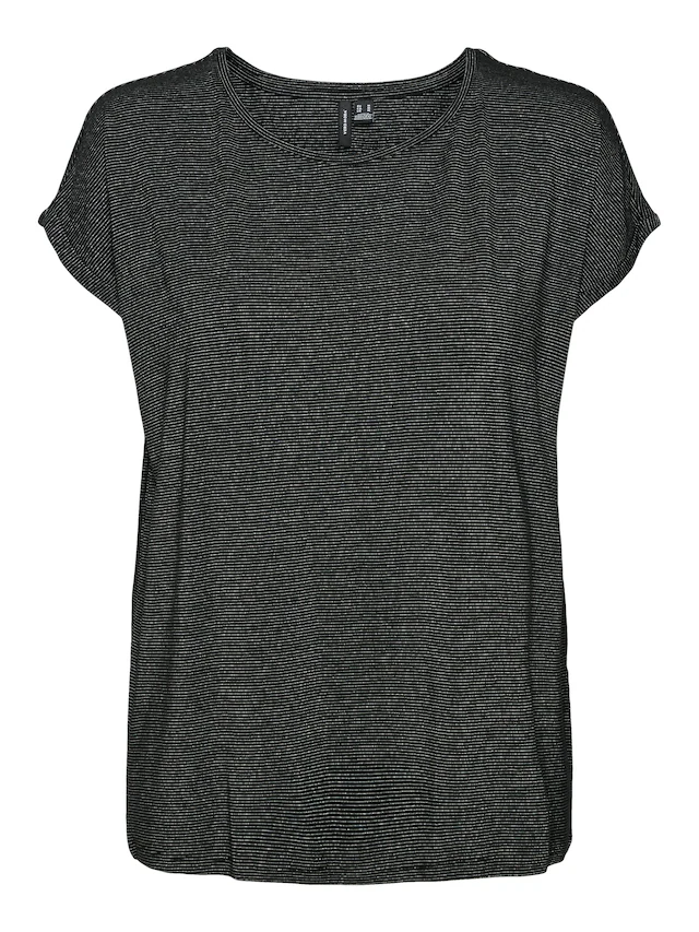 Vero Moda Rundhalsshirt »VMLAVA PLAIN SS TOP LUREX STRIPE« Viskosemischung, loose fit
