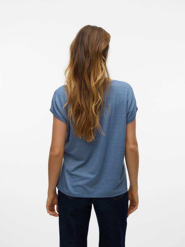 Vero Moda Rundhalsshirt »VMLAVA PLAIN SS TOP LUREX STRIPE« Viskosemischung, loose fit