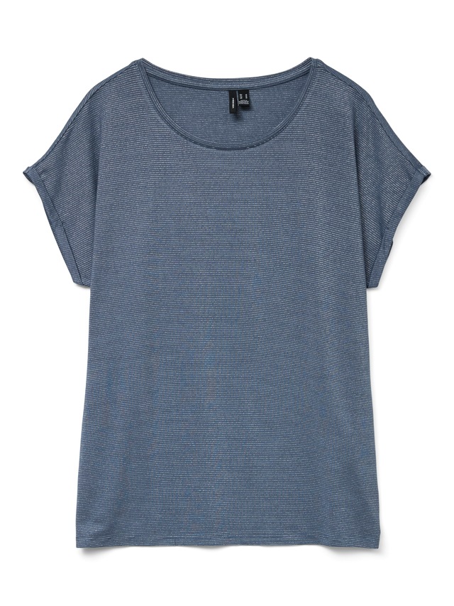 Vero Moda Rundhalsshirt »VMLAVA PLAIN SS TOP LUREX STRIPE« Viskosemischung, loose fit