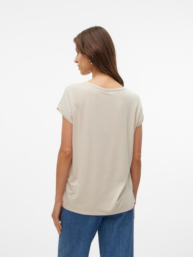 Vero Moda Rundhalsshirt »VMLAVA PLAIN SS TOP LUREX STRIPE« Viskosemischung, loose fit