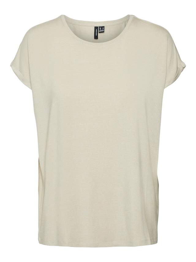 Vero Moda Rundhalsshirt »VMLAVA PLAIN SS TOP LUREX STRIPE« Viskosemischung, loose fit