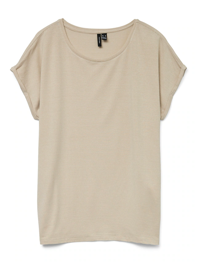 Vero Moda Rundhalsshirt »VMLAVA PLAIN SS TOP LUREX STRIPE« Viskosemischung, loose fit