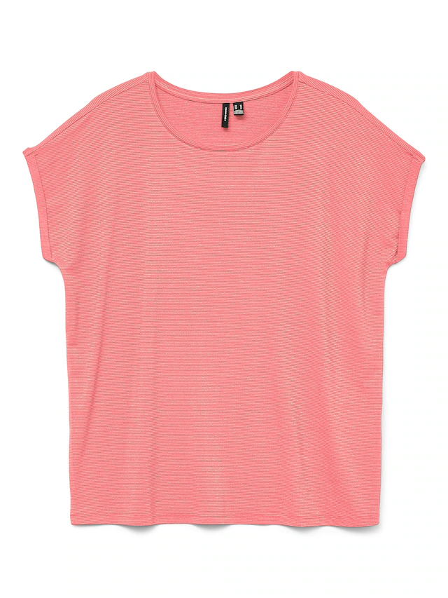Vero Moda Rundhalsshirt »VMLAVA PLAIN SS TOP LUREX STRIPE« Viskosemischung, loose fit