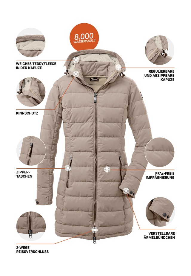 G.I.G.A. DX by killtec Steppmantel »GW 13 WMN QLTD PRK« Wasserabweisender, winddichter Steppparka mit urbanem Look