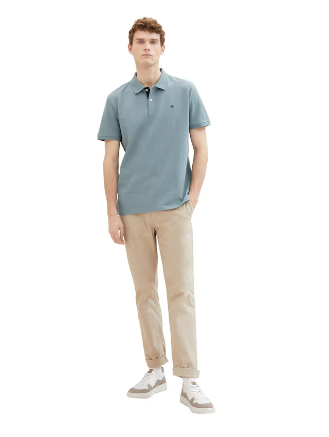 TOM TAILOR Poloshirt mit Knopfleiste und Logo